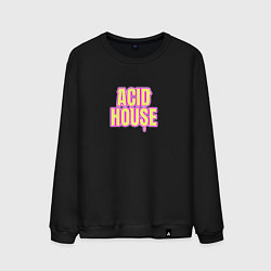 Свитшот хлопковый мужской Acid house стекающие буквы, цвет: черный