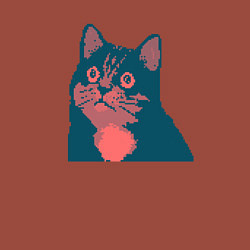 Свитшот хлопковый мужской Vintage pixel cat, цвет: кирпичный — фото 2