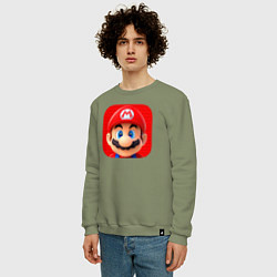 Свитшот хлопковый мужской Марио лого, цвет: авокадо — фото 2