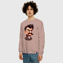 Свитшот хлопковый мужской Сталин мультяшный, цвет: пыльно-розовый — фото 2