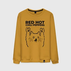 Свитшот хлопковый мужской Red Hot Chili Peppers - rock cat, цвет: горчичный