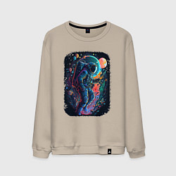 Свитшот хлопковый мужской В поисках новых миров, цвет: миндальный