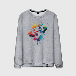 Свитшот хлопковый мужской Иллюстрация гантели, цвет: меланж