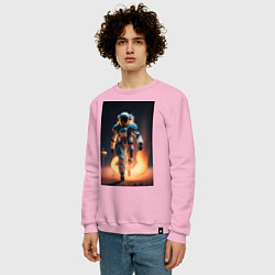 Свитшот хлопковый мужской Брутальный астронавт, цвет: светло-розовый — фото 2