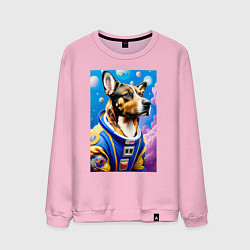 Свитшот хлопковый мужской Пёс бравый космонавт, цвет: светло-розовый