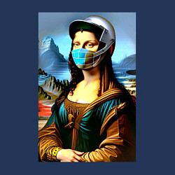 Свитшот хлопковый мужской Mona Lisa - cyberpunk - neural network, цвет: тёмно-синий — фото 2