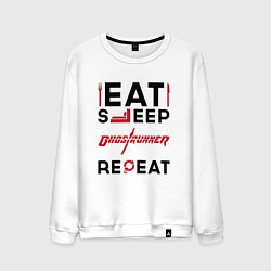 Свитшот хлопковый мужской Надпись: eat sleep Ghostrunner repeat, цвет: белый