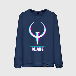 Свитшот хлопковый мужской Quake в стиле glitch и баги графики, цвет: тёмно-синий