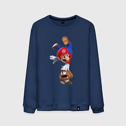 Свитшот хлопковый мужской Марио на грибе, цвет: тёмно-синий