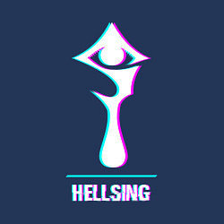 Свитшот хлопковый мужской Символ Hellsing в стиле glitch, цвет: тёмно-синий — фото 2