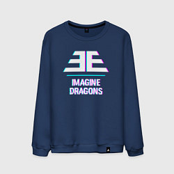 Свитшот хлопковый мужской Imagine Dragons glitch rock, цвет: тёмно-синий
