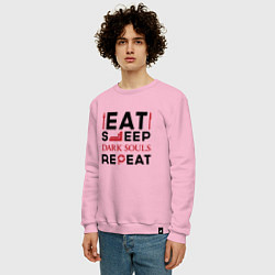 Свитшот хлопковый мужской Надпись: eat sleep Dark Souls repeat, цвет: светло-розовый — фото 2