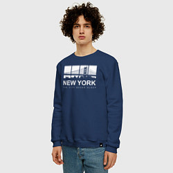 Свитшот хлопковый мужской Нью-Йорк Сити, цвет: тёмно-синий — фото 2