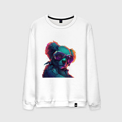 Свитшот хлопковый мужской Коала в очках, цвет: белый