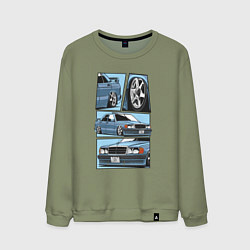 Свитшот хлопковый мужской Mercedes-Benz 190E V1, цвет: авокадо