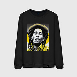 Свитшот хлопковый мужской Bob Marley Digital Art, цвет: черный
