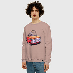 Свитшот хлопковый мужской Машинка москвич, цвет: пыльно-розовый — фото 2