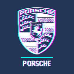 Свитшот хлопковый мужской Значок Porsche в стиле glitch, цвет: тёмно-синий — фото 2