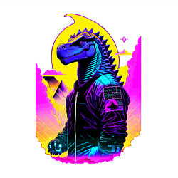 Свитшот хлопковый мужской Cool dinosaur - cyberpunk - neural network, цвет: белый — фото 2