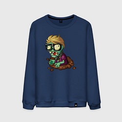 Свитшот хлопковый мужской Зомби в очках под землёй, цвет: тёмно-синий