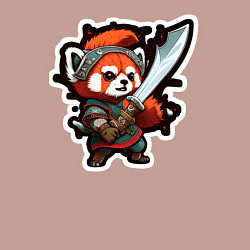 Свитшот хлопковый мужской Красная панда воин, цвет: пыльно-розовый — фото 2