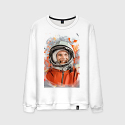 Свитшот хлопковый мужской Гагарин арт, цвет: белый