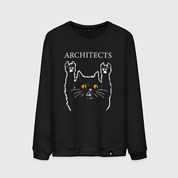 Свитшот хлопковый мужской Architects rock cat, цвет: черный