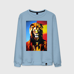 Свитшот хлопковый мужской Модный лев - нейросеть - мода, цвет: мягкое небо