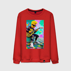 Мужской свитшот Барт Симпсон играет на гитаре