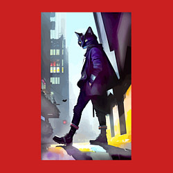 Свитшот хлопковый мужской Чёрный котяра на своём районе - Бронкс, цвет: красный — фото 2