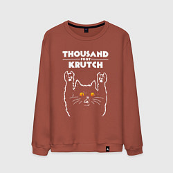 Свитшот хлопковый мужской Thousand Foot Krutch rock cat, цвет: кирпичный