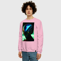 Свитшот хлопковый мужской Пришелец UFO, цвет: светло-розовый — фото 2