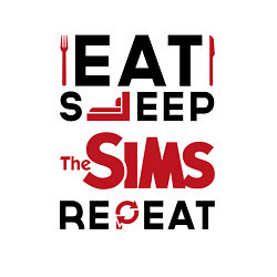 Свитшот хлопковый мужской Надпись: eat sleep The Sims repeat, цвет: белый — фото 2