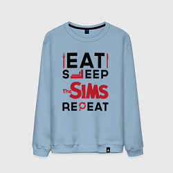 Свитшот хлопковый мужской Надпись: eat sleep The Sims repeat, цвет: мягкое небо