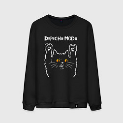 Свитшот хлопковый мужской Depeche Mode rock cat, цвет: черный