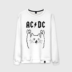 Свитшот хлопковый мужской AC DC - rock cat, цвет: белый