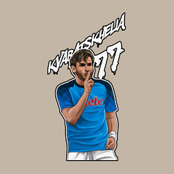 Свитшот хлопковый мужской Хвича Кварацхелия Наполи 77, цвет: миндальный — фото 2