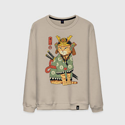 Свитшот хлопковый мужской Samurai battle cat, цвет: миндальный