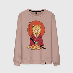 Свитшот хлопковый мужской Samurai kimono cat, цвет: пыльно-розовый