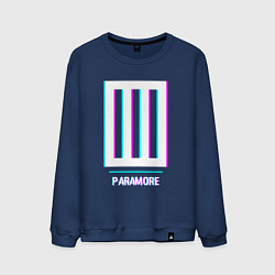 Свитшот хлопковый мужской Paramore glitch rock, цвет: тёмно-синий