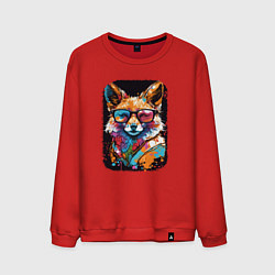 Свитшот хлопковый мужской Abstract Colorful Fox, цвет: красный