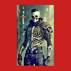 Свитшот хлопковый мужской Cool skeleton - cyberpunk - neural network, цвет: красный — фото 2