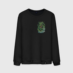 Свитшот хлопковый мужской Зеленый китайский дракон: арт нейросети, цвет: черный