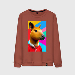 Свитшот хлопковый мужской Кенга - поп-арт - портрет, цвет: кирпичный