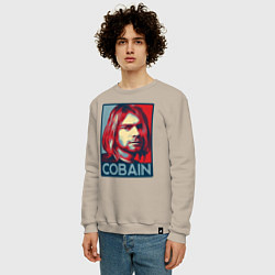 Свитшот хлопковый мужской Nirvana - Kurt Cobain, цвет: миндальный — фото 2