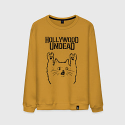 Свитшот хлопковый мужской Hollywood Undead - rock cat, цвет: горчичный