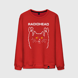 Свитшот хлопковый мужской Radiohead rock cat, цвет: красный