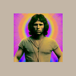 Свитшот хлопковый мужской Jim Morrison Galo Glitch Art, цвет: миндальный — фото 2