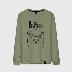 Свитшот хлопковый мужской The Beatles - rock cat, цвет: авокадо
