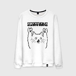 Свитшот хлопковый мужской Scorpions - rock cat, цвет: белый
